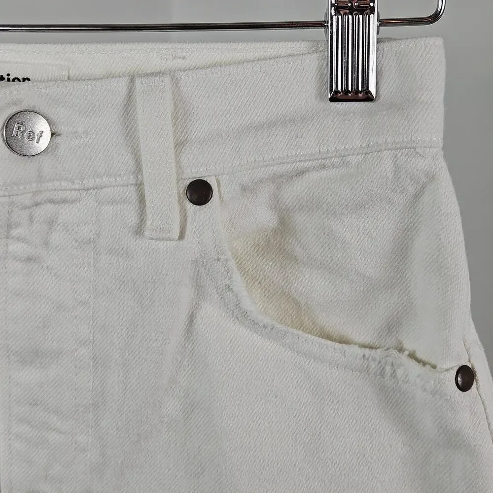 Reformation Jeans Women's White Cut-off High Rise‎ Denim Jeans Shorts | 25
